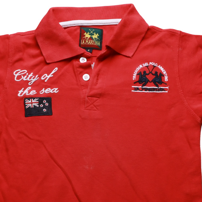 La Martina Kids Polo T-Shirt Red Age 4Y