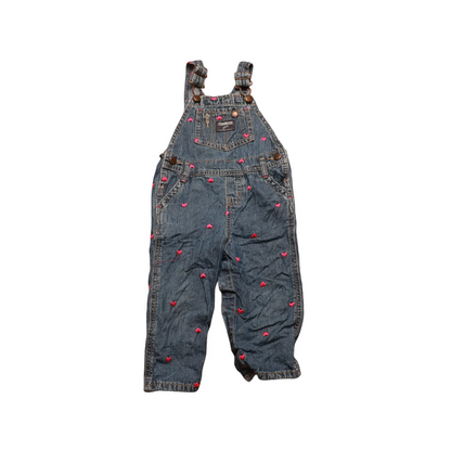 OshKosh Kids Heart Embroidery Dungarees Blue Age 18M