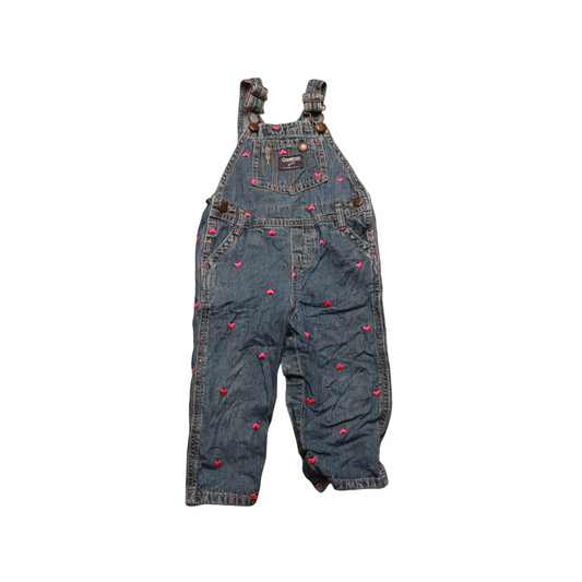 OshKosh Kids Heart Embroidery Dungarees Blue Age 18M