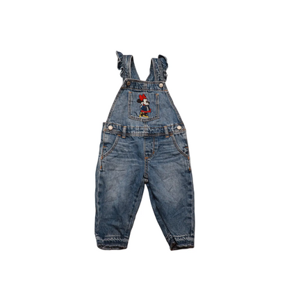 Gap Disney Kids Minnie Embroidery Dungarees Blue Age 18-24M