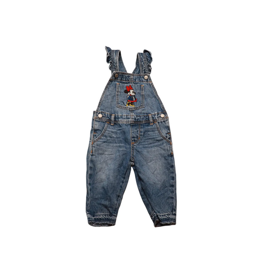 Gap Disney Kids Minnie Embroidery Dungarees Blue Age 18-24M