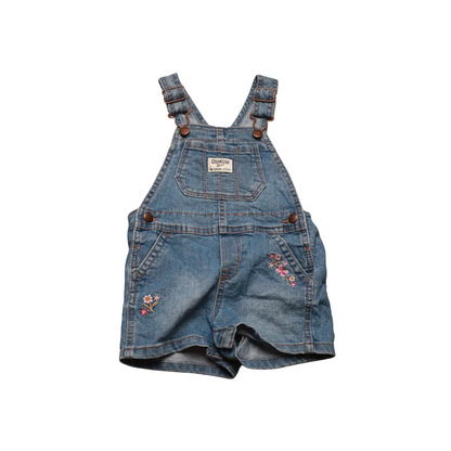 OshKosh Kids Embroidered Flower Shortall Dungarees Blue Age 18M