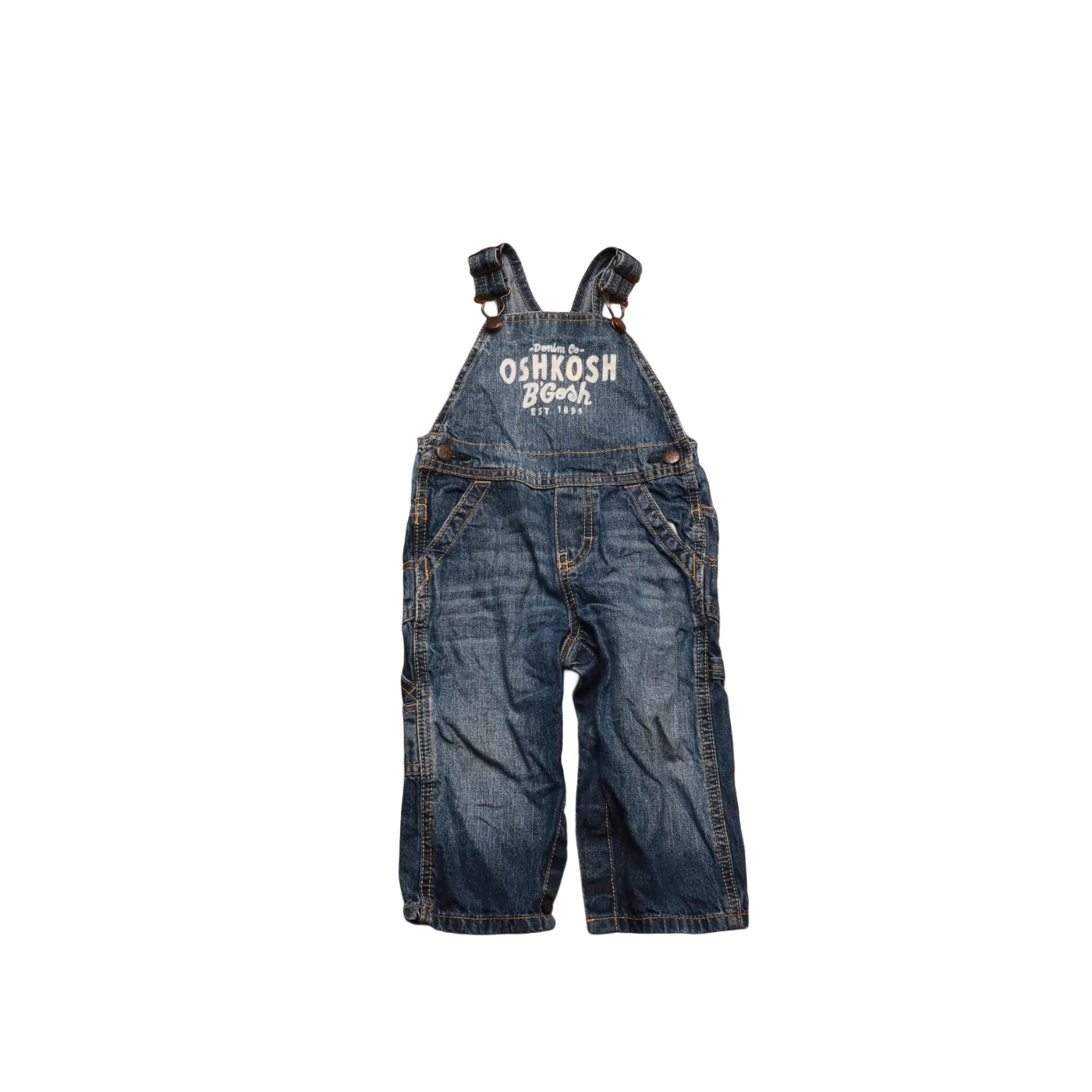 OshKosh Kids Denim Big Logo Dungarees Blue Age 12M