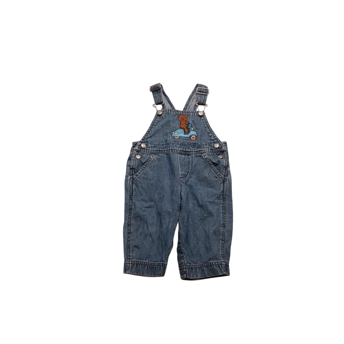 Unbranded Kids Embroidered Teddy Dungarees Blue Age 6-9M