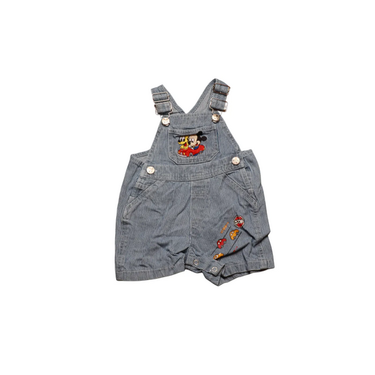 Unbranded Kids Mickey Embroidered Shortall Dungarees Blue Age 6-9M