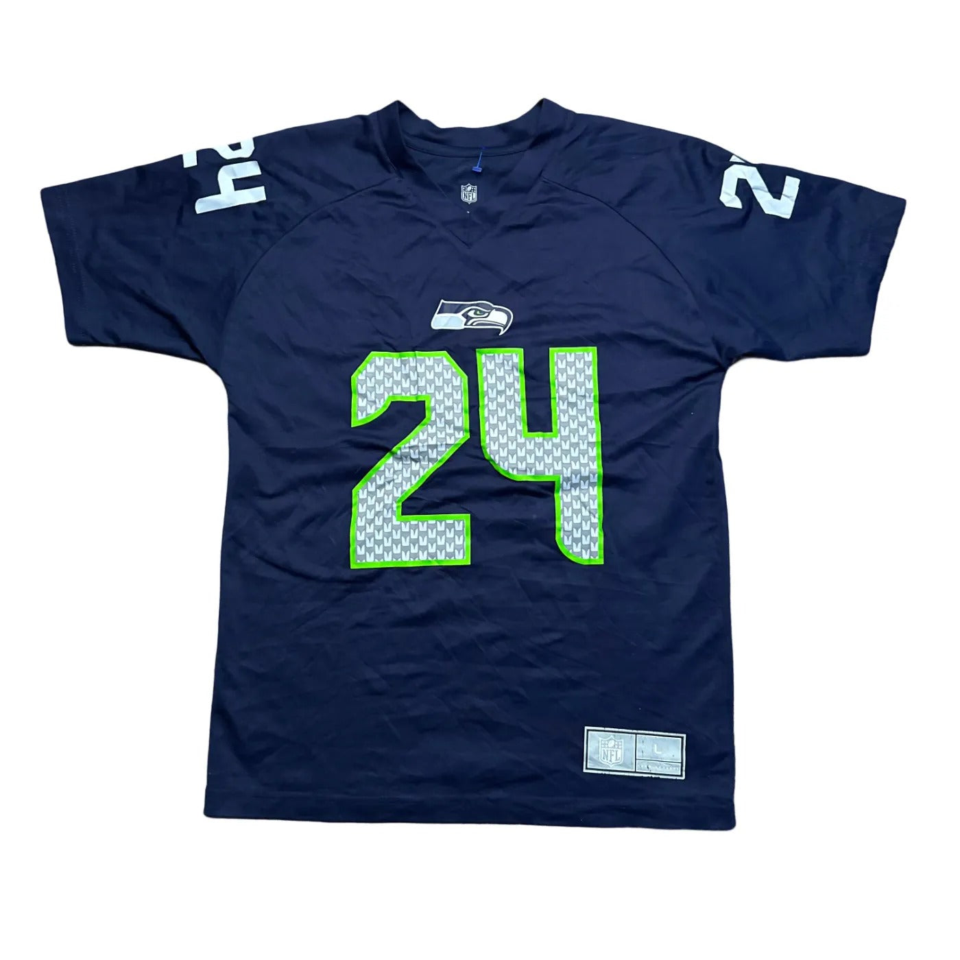 NFL Team Apparel Kids Seattle Seahawks #24 – NFL (Marshawn Lynch) Jersey Blue Age 14-16Y