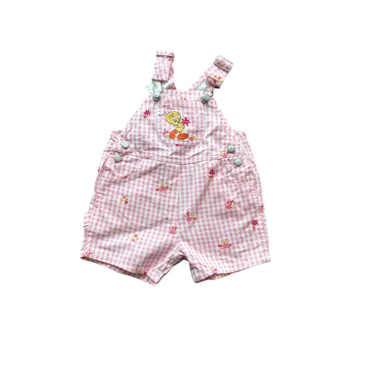 Warner Bros Kids Girls Floral Checkered Shortall Dungarees Multicolour Age 12M