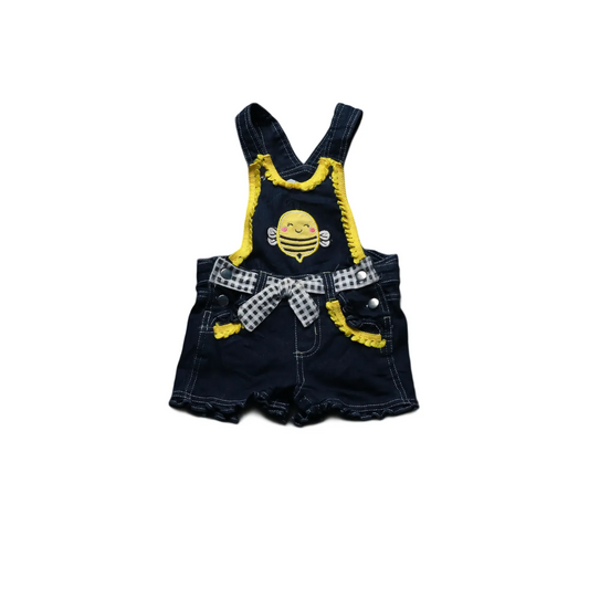 Unbranded Kids Bee Embroidery Dungarees Blue Age 18-24M