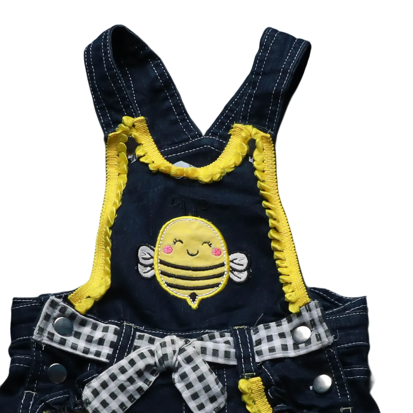 Unbranded Kids Bee Embroidery Dungarees Blue Age 18-24M