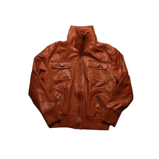 Unbranded Kids Leather Jacket Jacket Brown 4Y