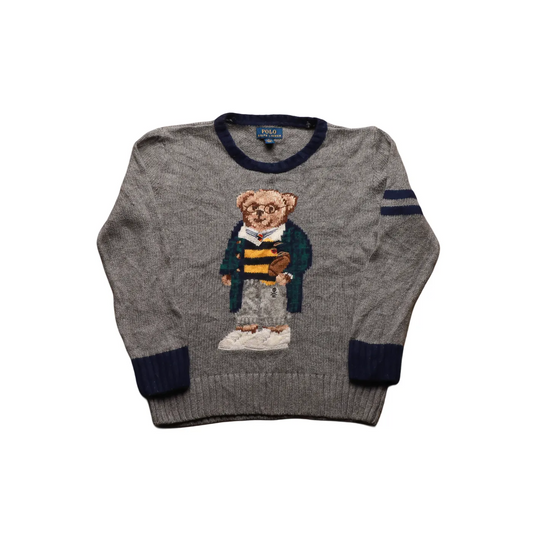 Ralph Lauren Kids Bear Knitwear Jumper Grey 8Y