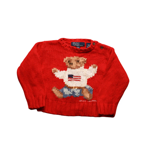 Ralph Lauren Kids Bear Knitwear Jumper Red 12M