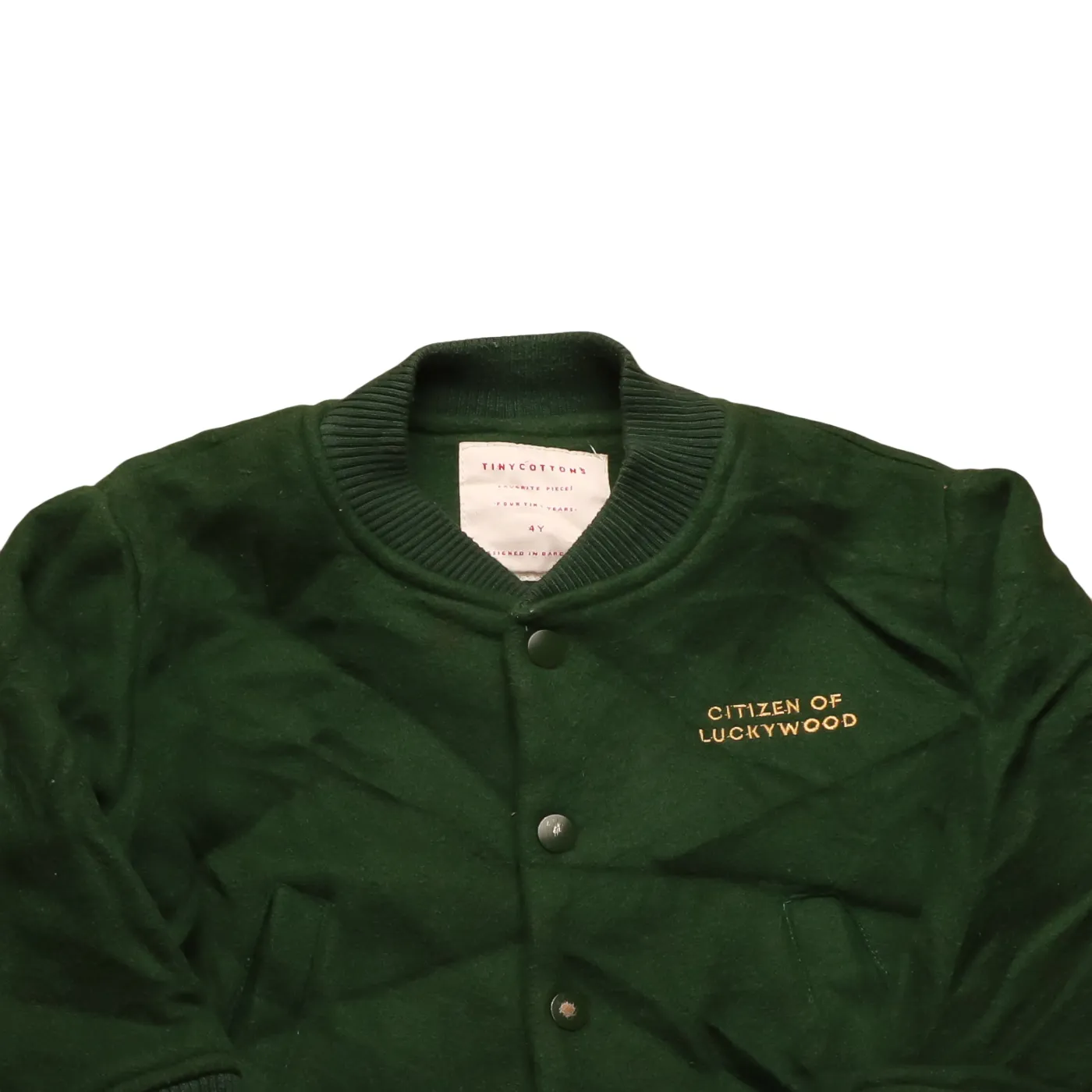 Tiny Cotton Kids Baseball Jacket Green Age 4Y